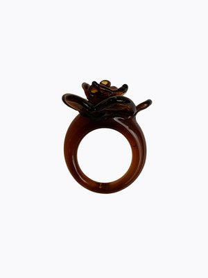 Siobhan Handblown Glass Ring - Anello in vetro con fiore